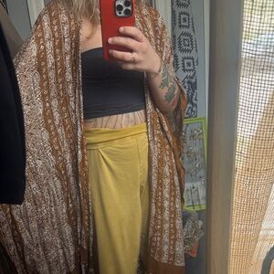 Three Bird Nest Brown Paisley Kimono